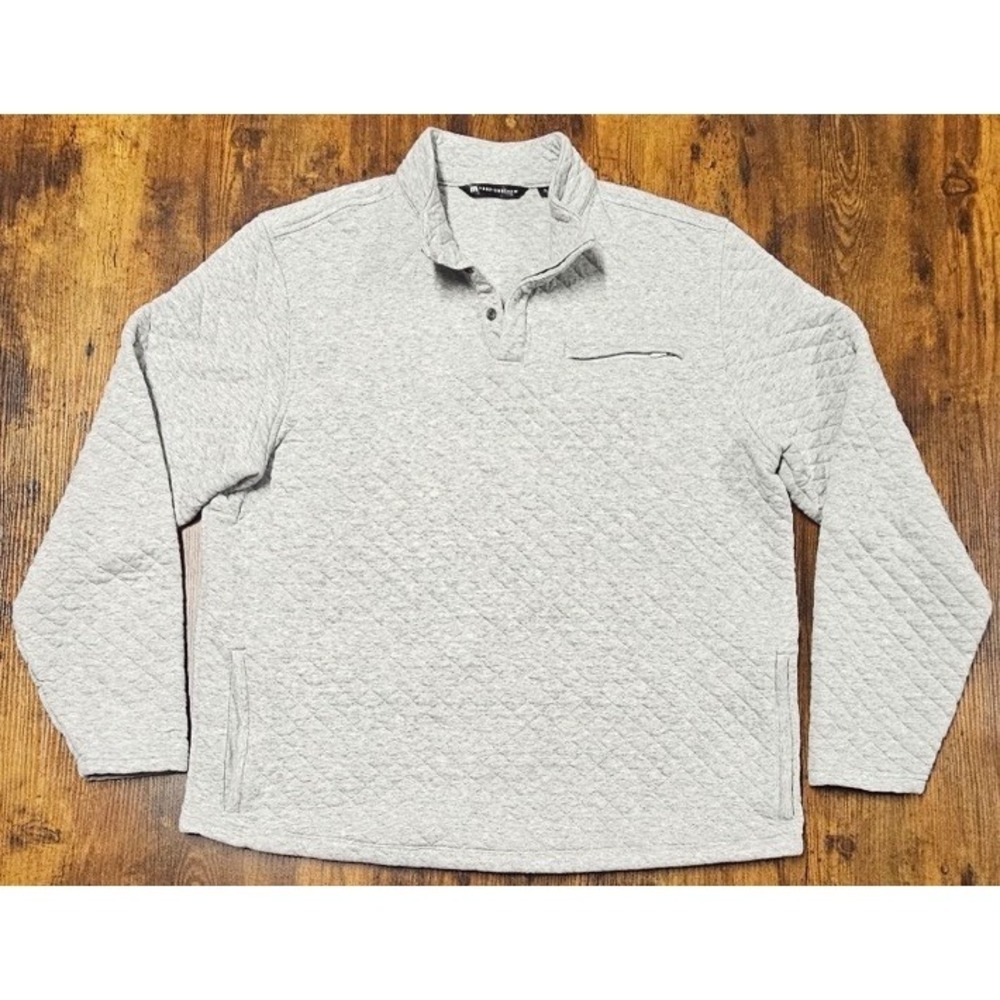 Travis Mathew Men's XL Quilted 1/4 Button Cloud Gray Sweatshirt Golf Pullover